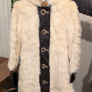 Vintage White and Black Fur Jacket